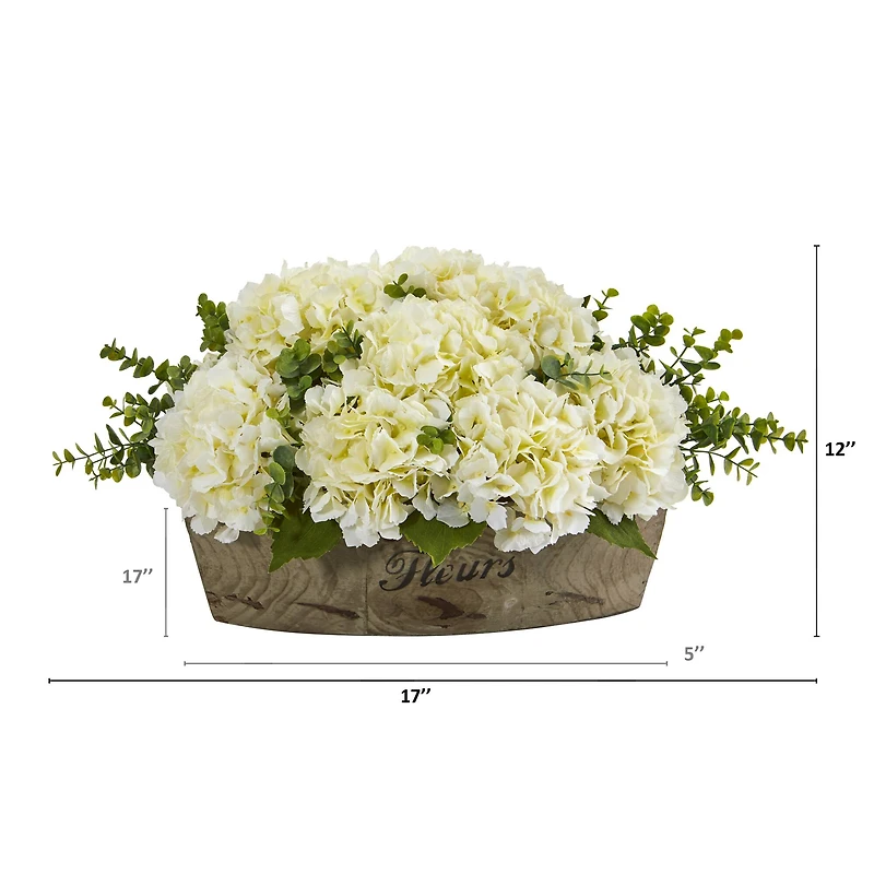 17" Hydrangea and Eucalyptus Artificial Arrangement