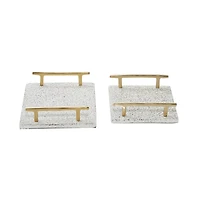 White Ceramic Contemporary Tray Set