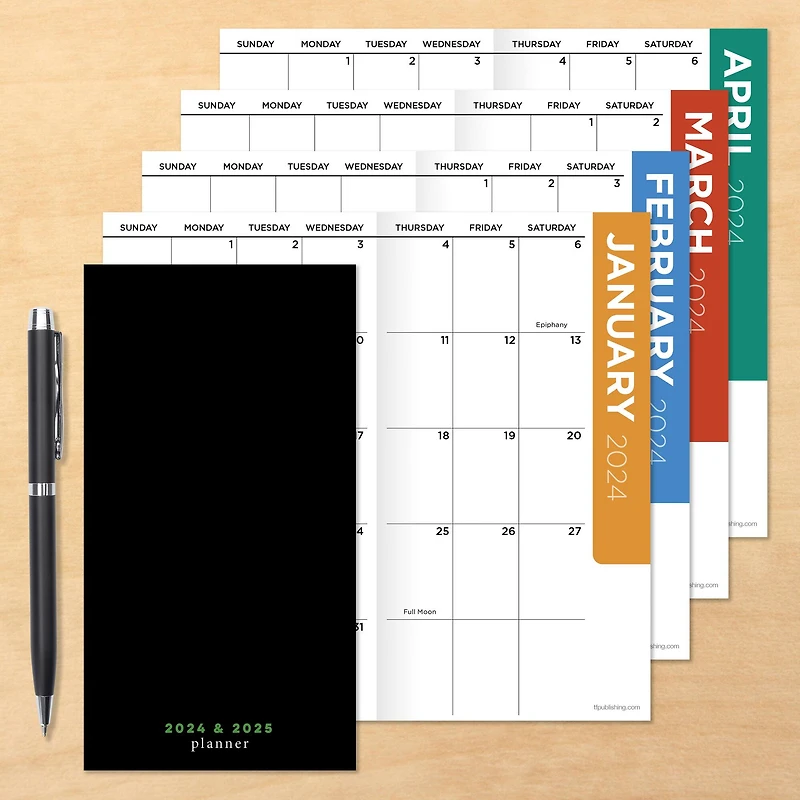2024-2025 Simple Black Monthly Pocket Planner