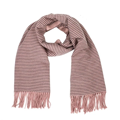 Glitzhome® 73" Pink & Brown Striped Reversible Scarf with Tassels
