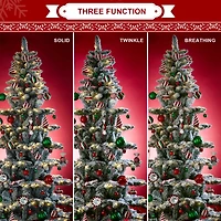 9ft. Pre-Lit Flocked Slim Spruce Artificial Christmas Tree, Warm White LED Lights