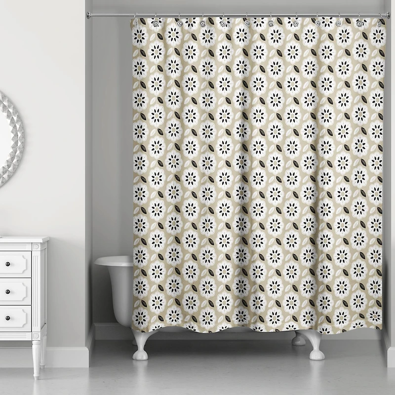 Mod Gold Flower 71" x 74" Shower Curtain
