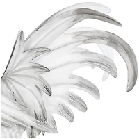 17.5" White Metal Rooster Garden Sculpture