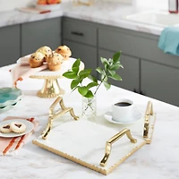 Set of 2" Gold Ceramic Glam Tray, 16", 13"