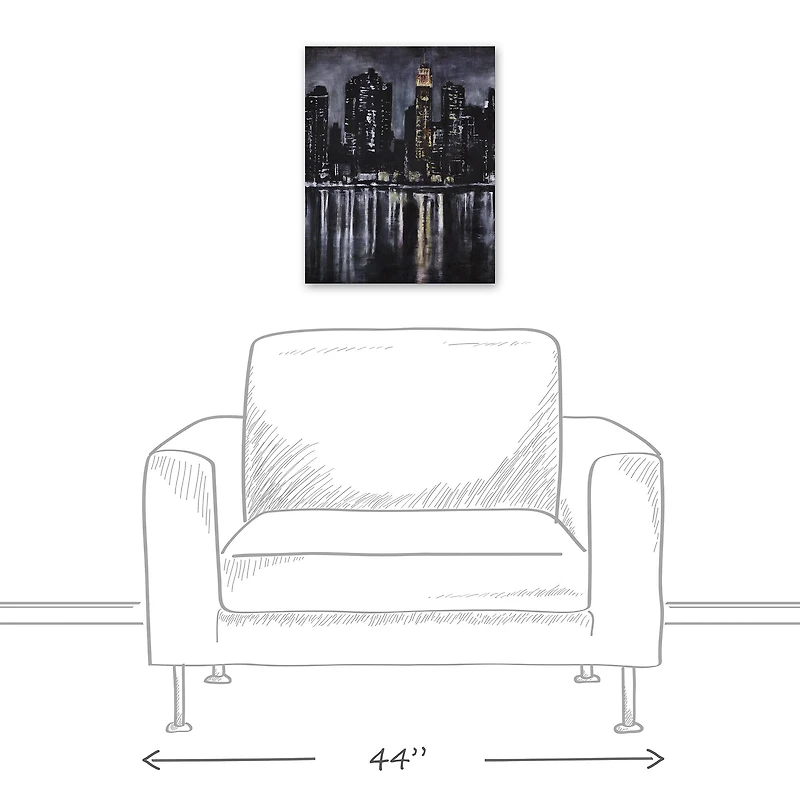 Skyline River At Night 16" x 20" Canvas Wall Art