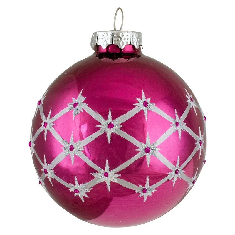 4ct. 3" Shiny Pink Glass Ball Ornaments
