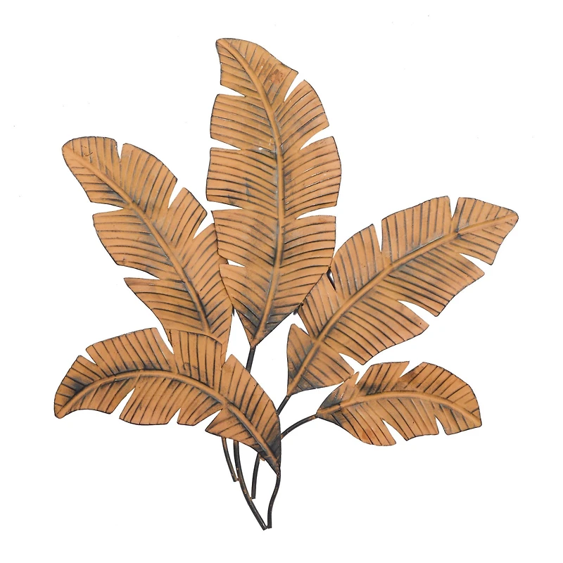 Brown Palm Leaves Rustic Metal Wall Decor