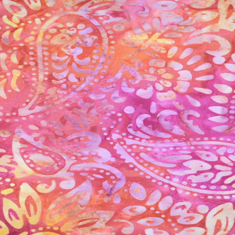 Feldman Premium Indonesian Batik Orange & Raspberry Paisley Fabric