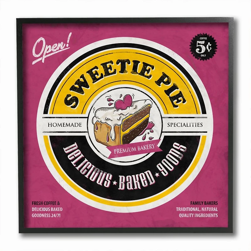 Stupell Industries Sweetie Pie Bakery Comic Wall Accent with Black Frame