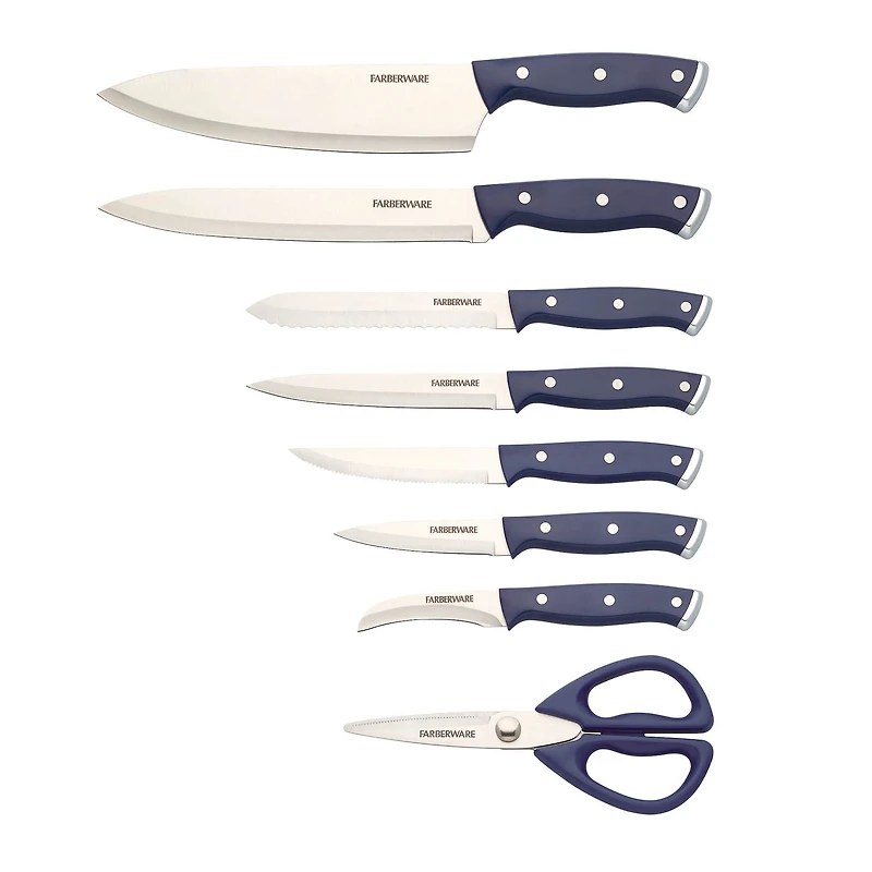 Farberware EdgeKeeper Ink Blue 14-Piece Slim Cutlery Set