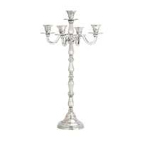 Silver Metal Traditional Candlestick Holders, 23" x 10" x 10"