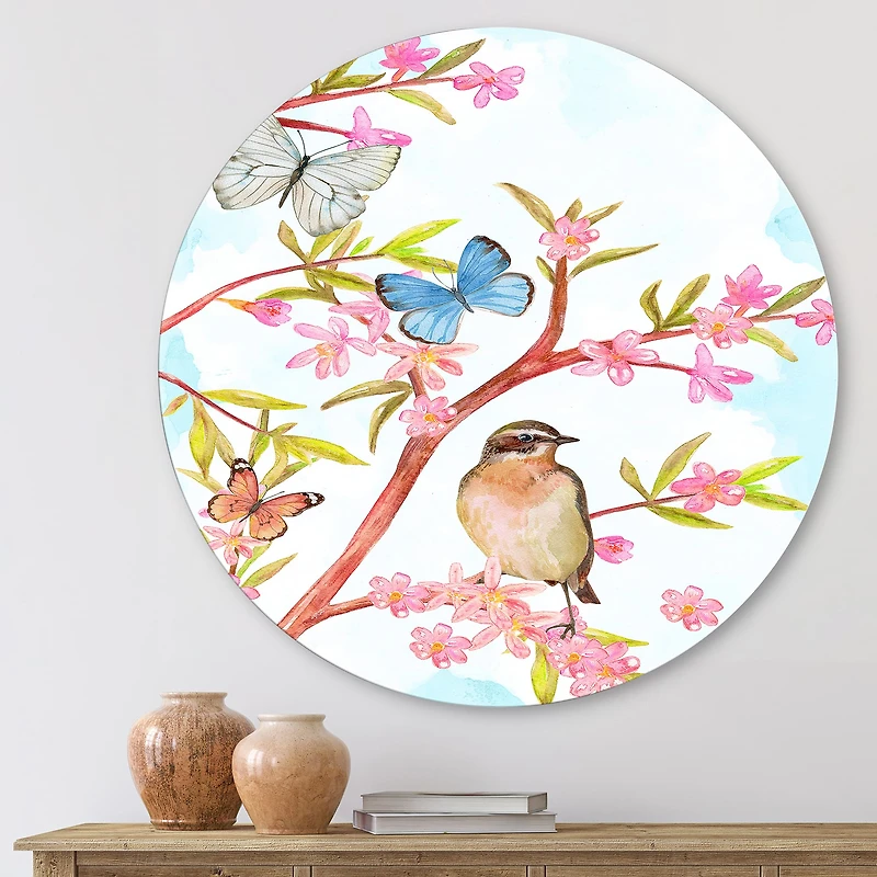 Designart - Clever Bird Sitting On Branch of A Spring Tree