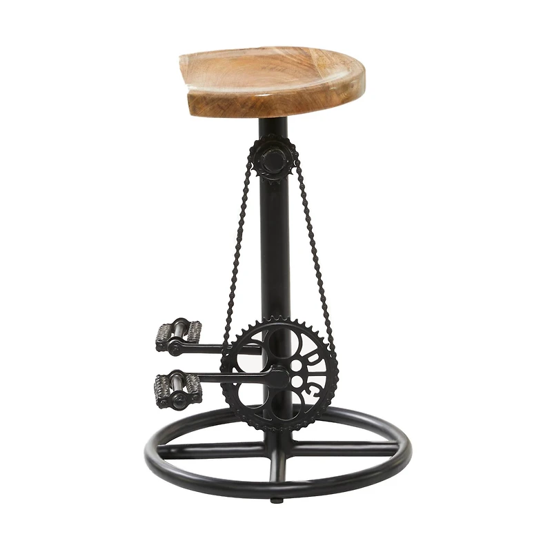 Brown Mango Wood Industrial Counter Stool 25" x 17" x 17"