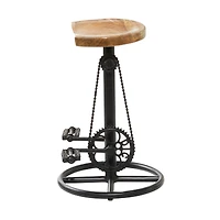 Brown Mango Wood Industrial Counter Stool 25" x 17" x 17"