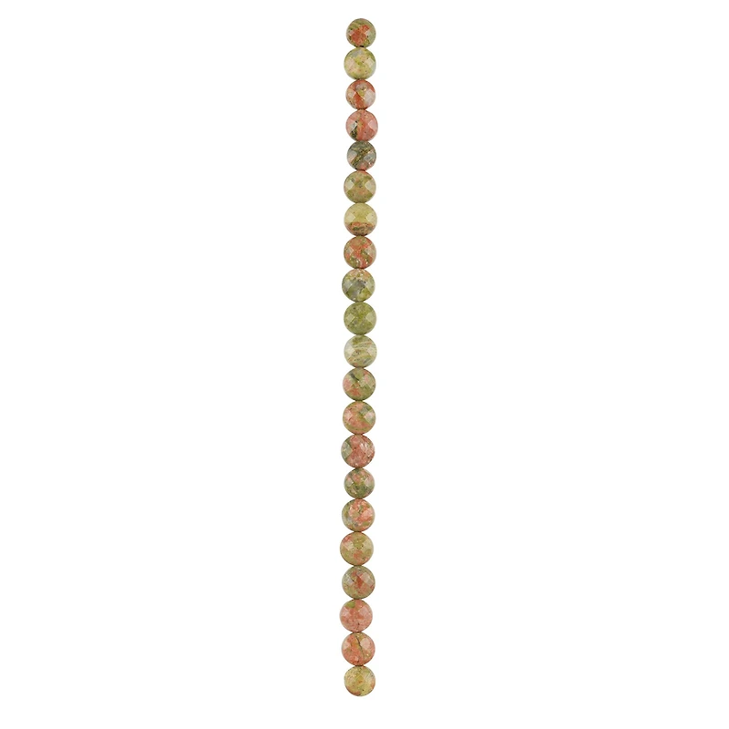 Green & Orange Unakite Faceted Coin Beads, 8mm by Bead Landing™