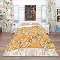 Designart 'Ornamental Floral Pattern with Flowers' Bohemian & Eclectic Bedding Set