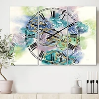 Designart 'Pastel Foral Composition I Lodge Multipanel Wall Clock