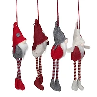 4ct. 8" Red & Gray Plush Gnome Ornaments