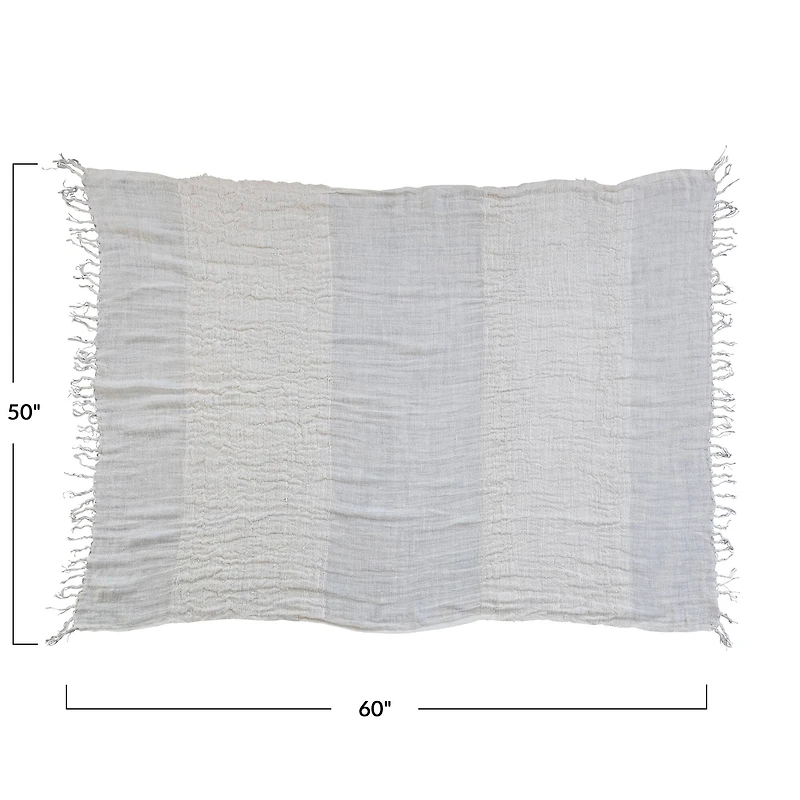 Hello Honey® Cream & Natural Stripes & Fringe Woven Linen Throw Blanket