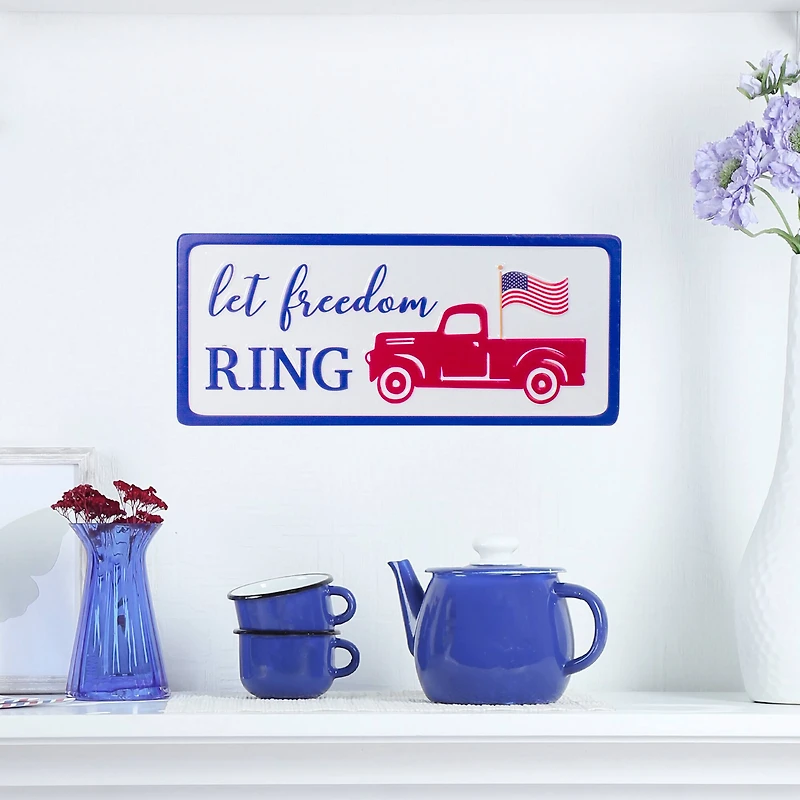 12" Metal Patriotic Let Freedom RING Sign Wall Décor
