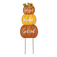 Glitzhome® 35.5" Thanksgiving Metal Stacked Pumpkins Yard Stake