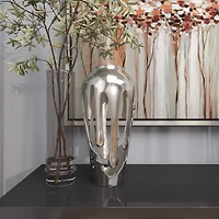 15" Silver Aluminum Melting Drip Vase
