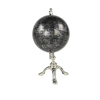 12" Rustic Black Globe with Silver Aluminum Stand