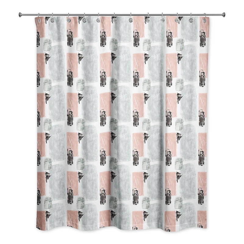 Blue and Pink Abstract 71" x 74" Shower Curtain