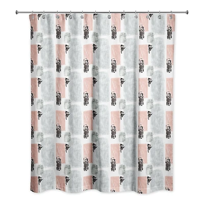 Blue and Pink Abstract 71" x 74" Shower Curtain