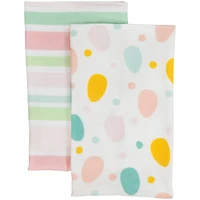 26" Pastel Stripes & Eggs Easter Kitchen Tea Towel Set