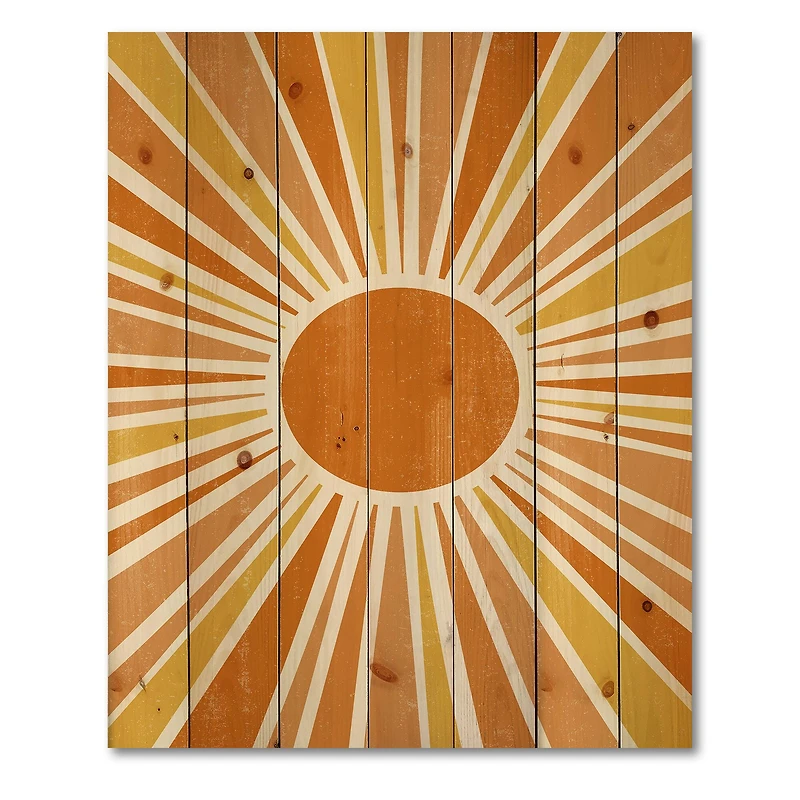 Designart - Minimalist Bright Shining Orange Sun Rays I