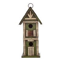 Glitzhome® Tall 2-Tiered Distressed Wood Hand Painted Bird House