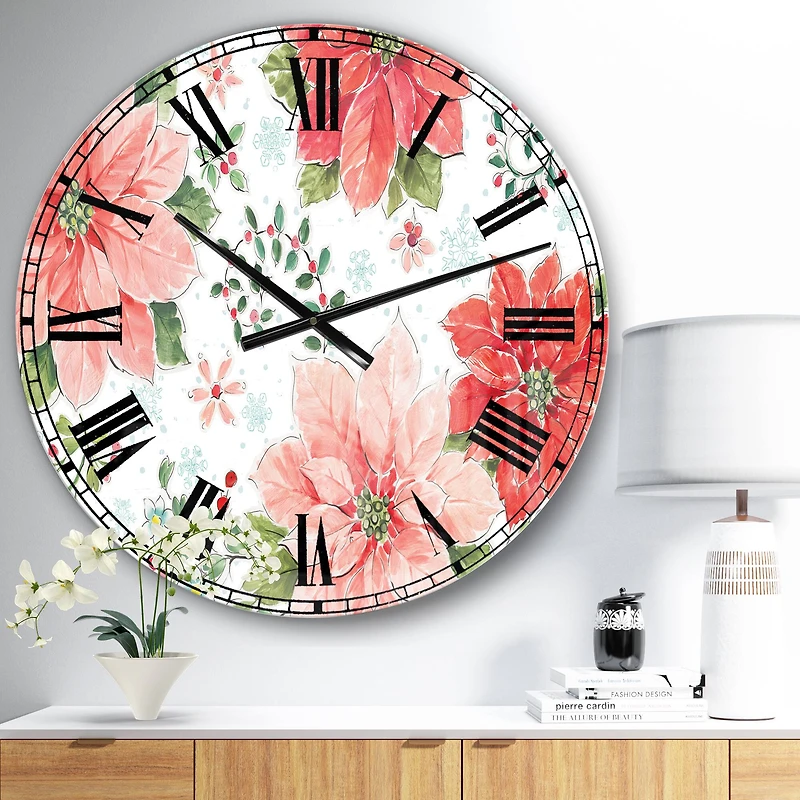 Designart 'Country Flower Snowflakes I Traditional Wall Clock