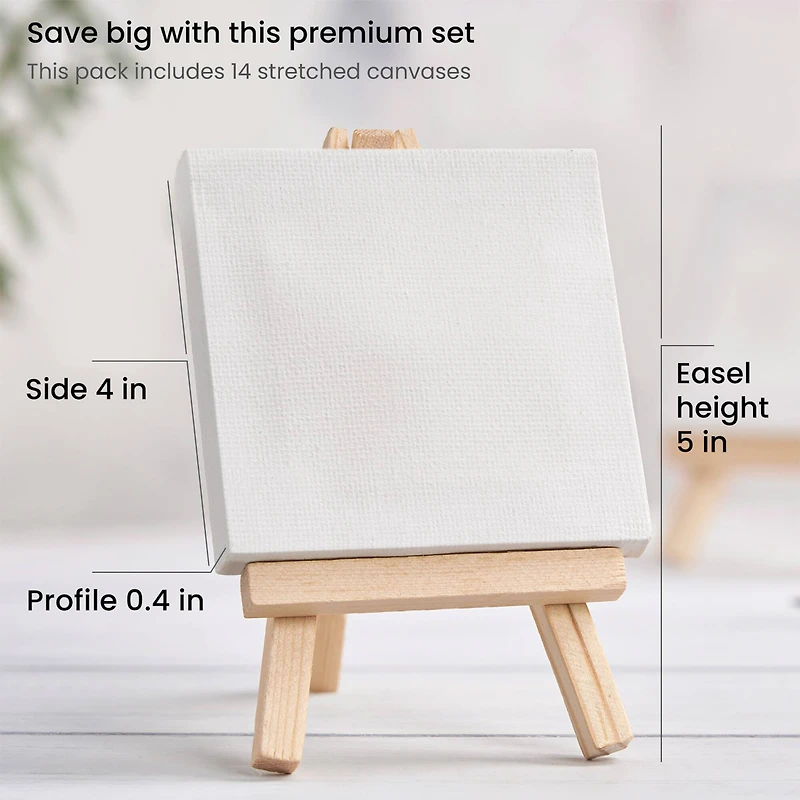 Arteza® 4" x 4" Mini Canvases with Easels, 14ct.