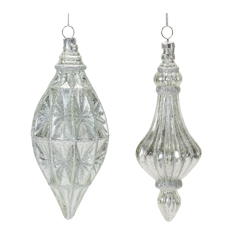 12ct. Glittery Glass Finial Drop Ornaments