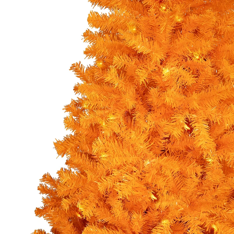 7ft. Pre-Lit Medium Orange Pine Artificial Christmas Tree, Clear Lights