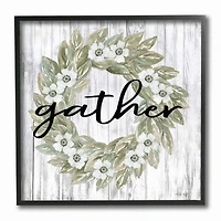 Stupell Industries Floral Wreath Wall Art in Black Frame