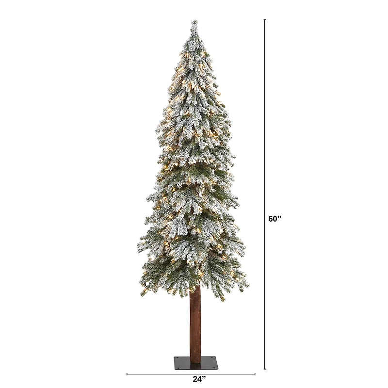 6ft. Pre-Lit Flocked Grand Alpine Artificial Christmas Tree, Clear LED Lights