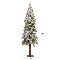 6ft. Pre-Lit Flocked Grand Alpine Artificial Christmas Tree, Clear LED Lights