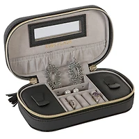 Ruby + Cash Black Faux Leather Zippered Travel Jewelry Organizer Box