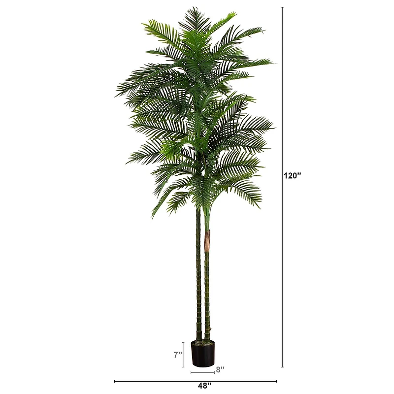 10ft. Potted Green UV Resistant Artificial Double Robellini Palm Tree