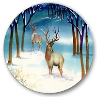 Designart - Winter Landscape With Deers