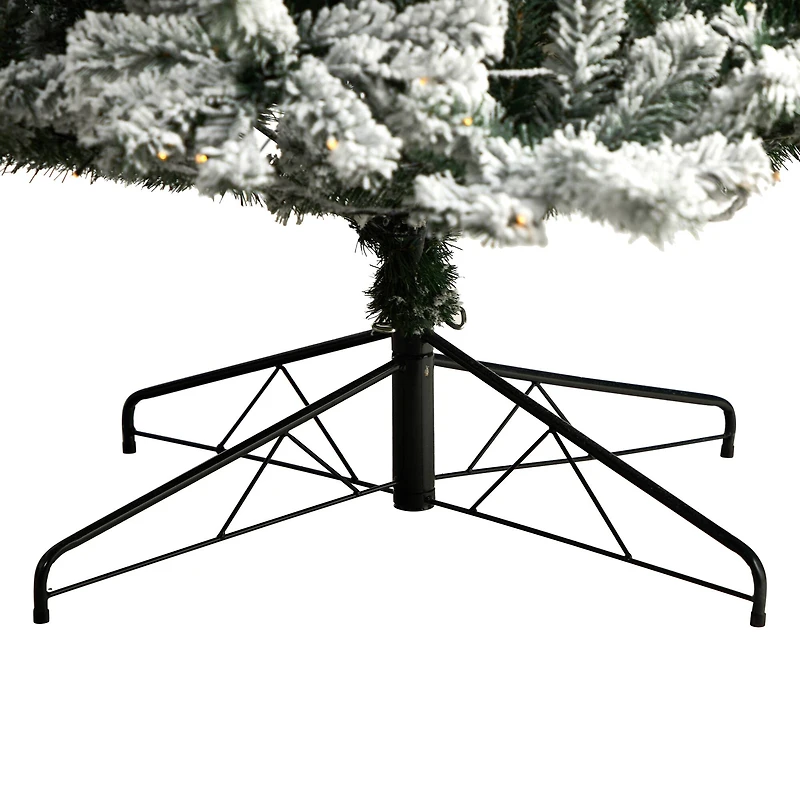 10ft. Pre-Lit Flocked Rock Springs Spruce Artificial Christmas Tree, Clear LED Lights