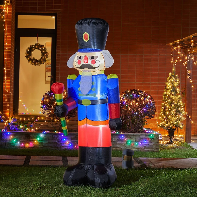 Glitzhome® 8ft. Inflatable Nutcracker With Lights