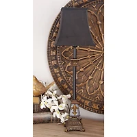 34.5" Tuscan Black Polystone Fleur-De-Lis Buffet Lamp