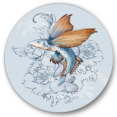 Designart - Flying Fish On Peonies