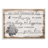 Stupell Industries Charming Troubles Be Less Phrase Country Floral Detail Wood Wall Plaque