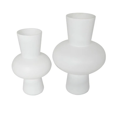 White Glass Trumpet Vase Set