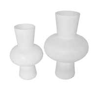 White Glass Trumpet Vase Set