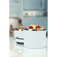 Kitchen Details 2-Tier Round Twist White Insulated Stainless Steel Lunch Box